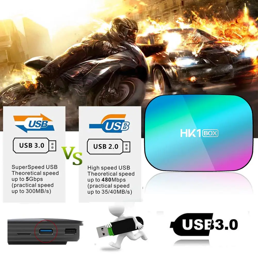 Приставка Смарт-ТВ HK1 Android 9 0 дюйма 4K 1080P amlogic S905X3 Wi-Fi 100 м 4 + 32/64 ГБ | Электроника