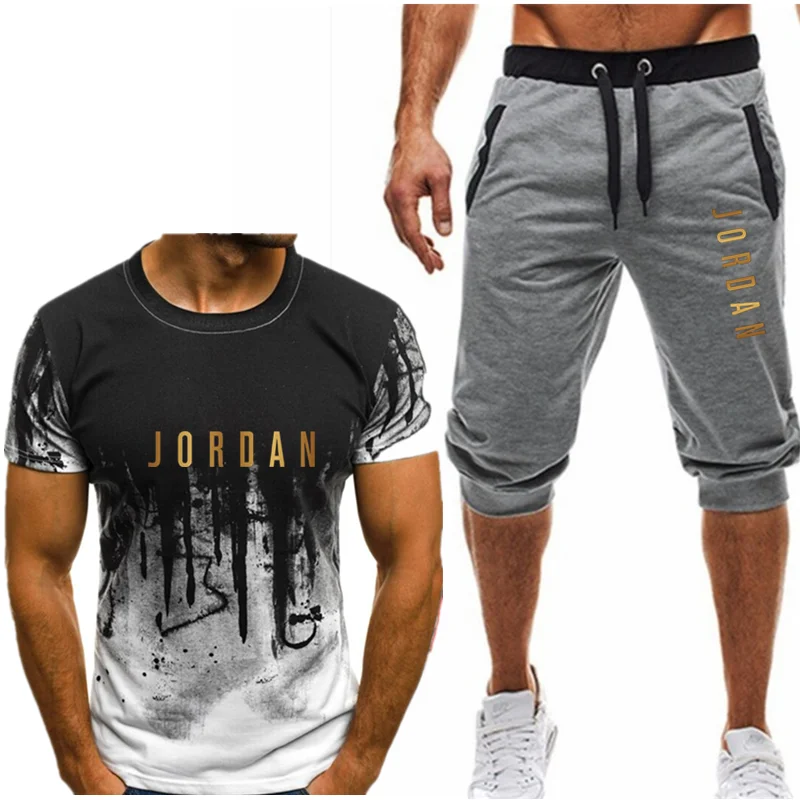 

Summer Hot Sale Men's Sets T Shirts pants Two Pieces Sets Casual Tracksuit Male 2020 Casual Tshirt Print Jordan 23 Trouser