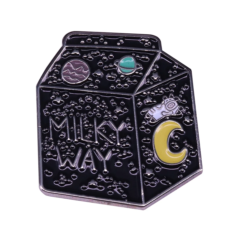 Milky Way Pin восхитительный Pun молочный дизайн коробки имеет солнечную систему с