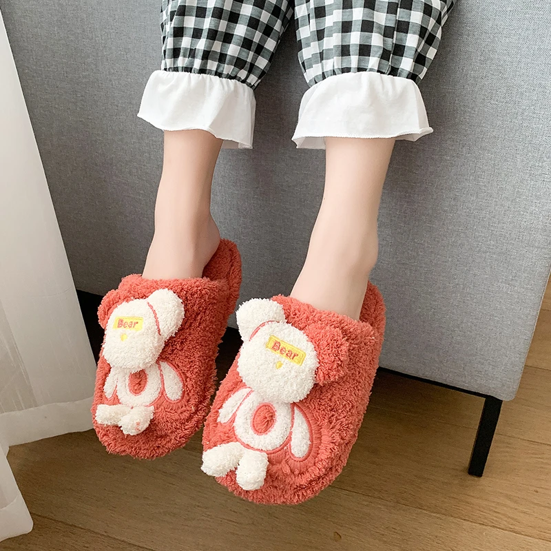 

Женские плюшевые шлепанцы низкие Туфли без каблуков, новинка 2021, теплые женские тапочки, зимние шлепанцы, Повседневная Уютная женская обувь