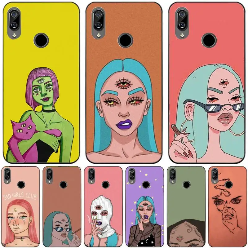 

Aesthetic Devil Woman Bad Girl Smoke Eyes Phone Case For Redmi 7 8 9 A K20 30 Pro Note 8 9 Pro 9s 10