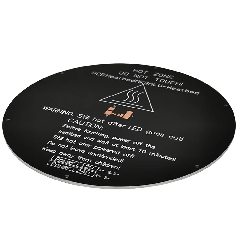 Круглая алюминиевая нагревательная платформа MK3 для 3D-принтера Delta Rostock Kossel 12 В 24 |