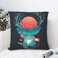 japanese deer design square pillowcase cushion cover spoof zipper home decorative throw pillow case for sofa nordic 4545cm