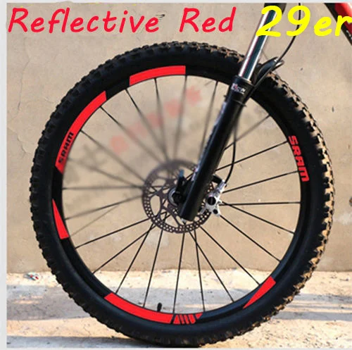 29er Refle Red MTB обода колеса наклейки для горный велосипед замена Светоотражающие Fluo Гонки Велоспорт грязи виниловые обода наклейки - Цвет: 29er Refle Red