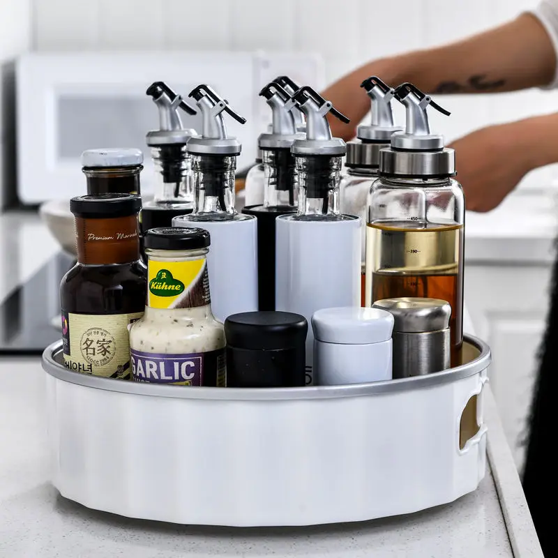 

Rotate Rack Multi-function Anti-slip Storage Disk Placed Oil Salt Sauce Vinegar Storage Frame Kitchen Season Storage Box