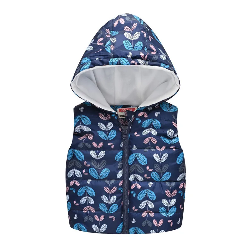 Thicken Warm Vest For Girls Big Size Heavy Flower Hooded Waistcoats Plus Velvet 2-7 Years Kids Clothes Birthday Present | Детская одежда