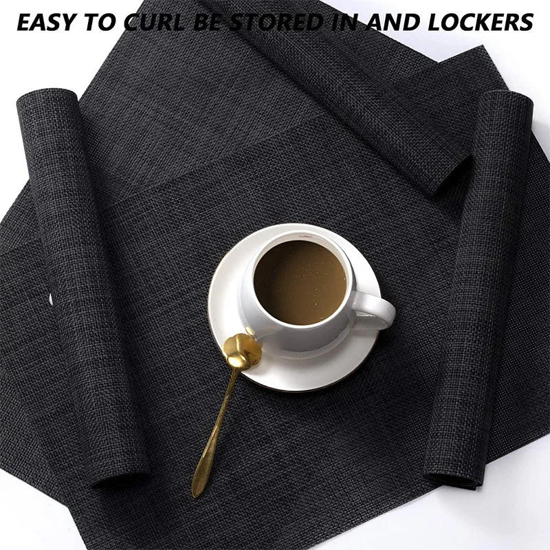 

Placemats, Set Of 8 Stain Resistant Non-Slip Placemats for Kitchen Table, Table Mats Woven Placemats