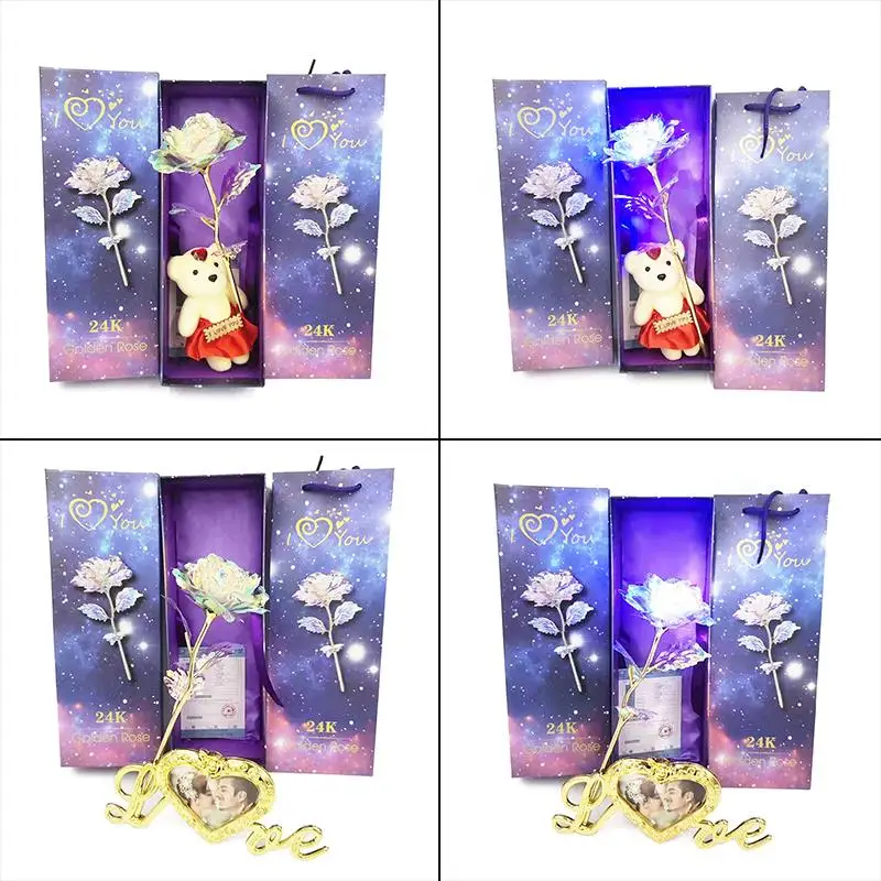 24 K позолоченный Galaxy Rose красочный подарок на день Святого Валентина вечная роза