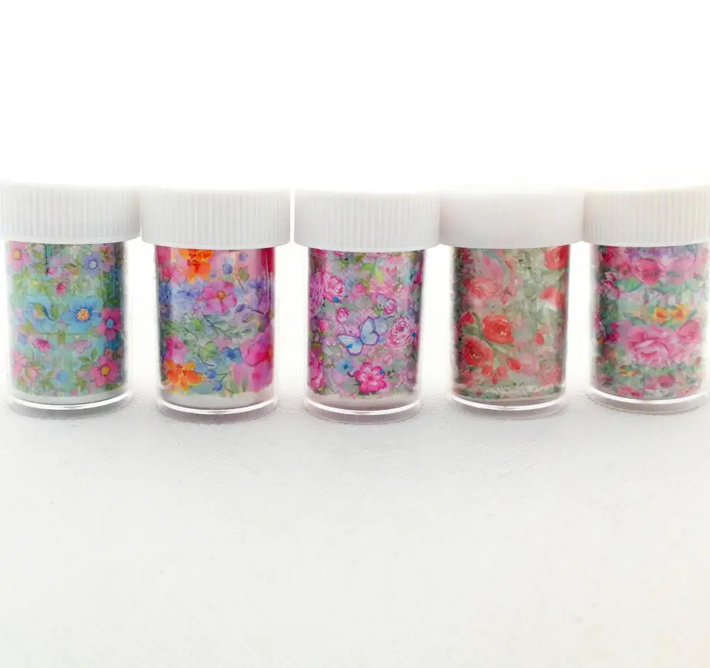 

Fashion 3D Decor Colorful Flower Nail Decal Nail Transfer Foil Starry Sky Nail Art Sticker