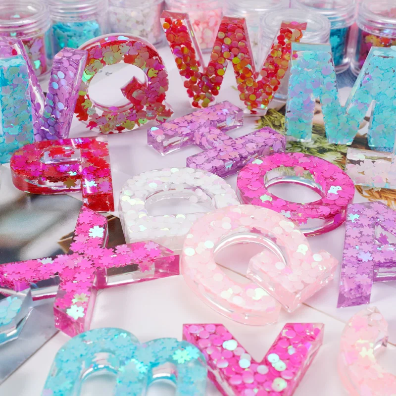 18PCS/Set Resin Shinning Filling Flash Glitter Rabbit Sakura Round Glitter UV Epoxy Resin Pigment Nail Art Decoration