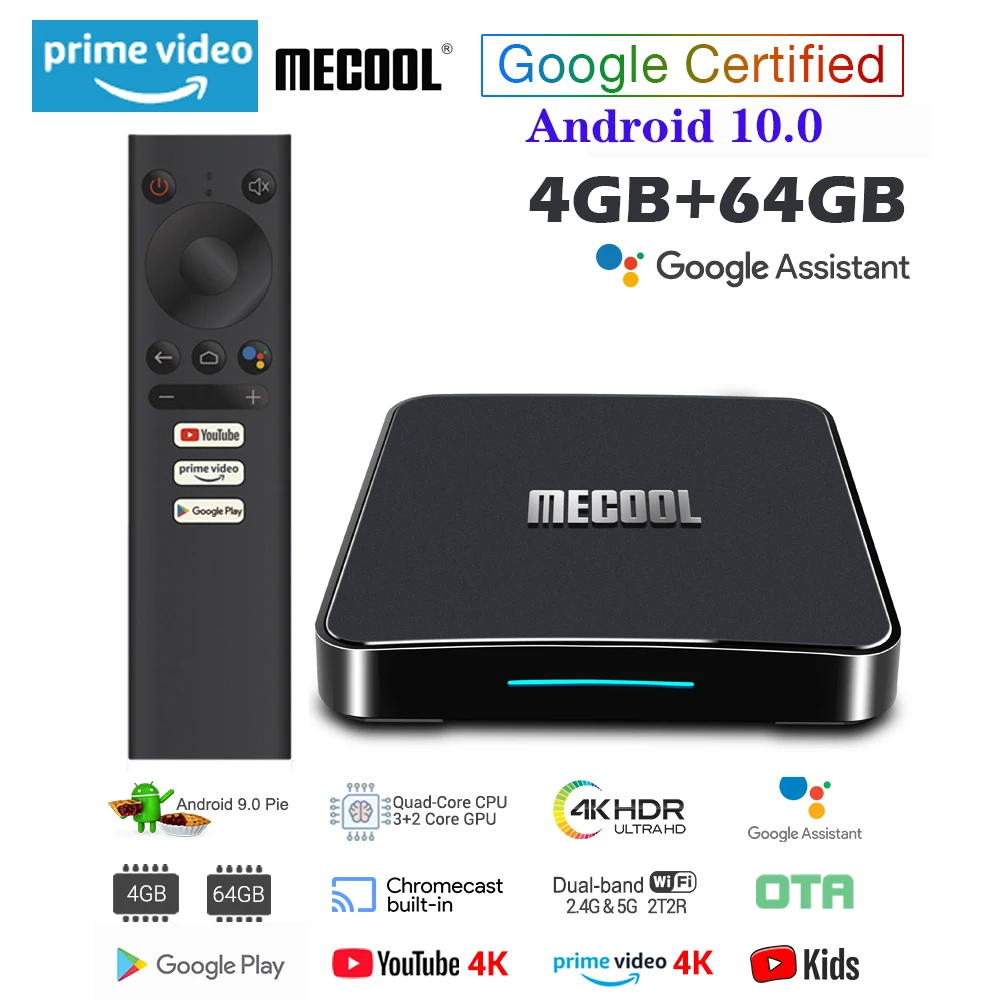 ТВ приставка Mecool KM1 на Android 10 0 4 Гб + 64 ГБ четырехъядерный процессор Amlogic S905X3 4K 2 4G/5G