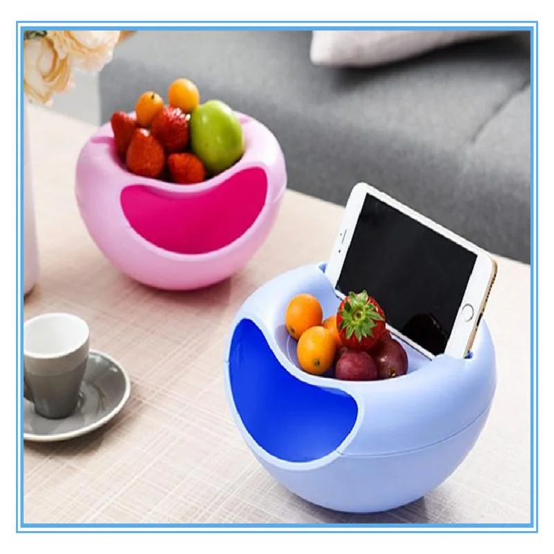 

Modern Living Room Creative Shape Lazy Snack Bowl Plastic Bowl Double Layers Snack Storage Box Bowl Lazy Fruit Melon Seeds Plate