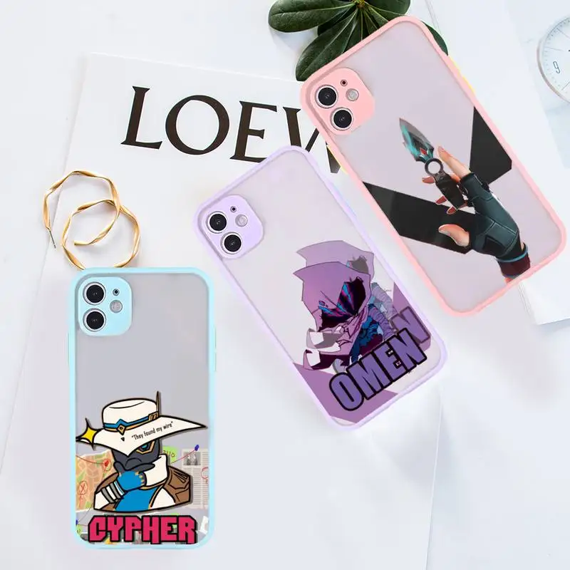 

valorant Phone Case For iPhone 12 11 Mini Pro XR XS Max 7 8 Plus X Matte transparent Purple Back Cover