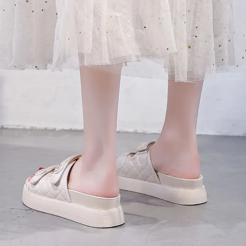 Сандалии женские кожаные с тремя пряжками босоножки на платформе обувь в римском