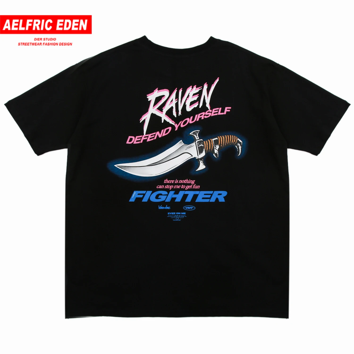 Футболка мужская с надписью и принтом кинжала модный Свободный Повседневный