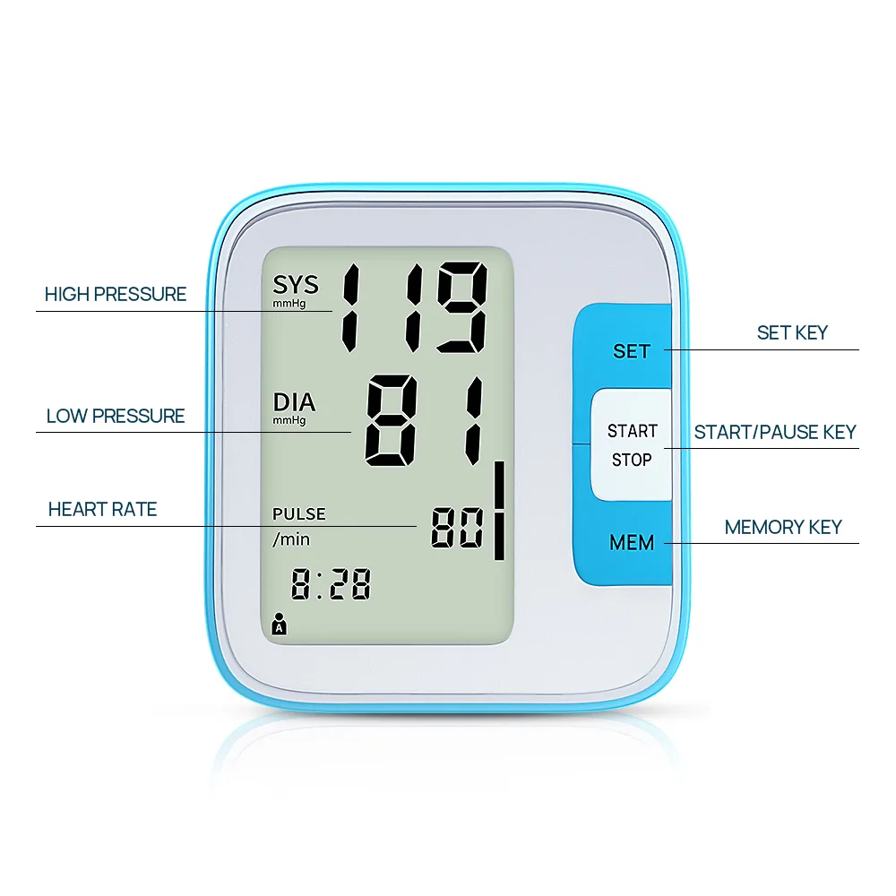 

OLIECO Tonometer Digital Upper Arm Blood Pressure Monitor USB or 4 AAA Automatic LCD Sphgmomanometer Heart Rate Pulse BP Meter