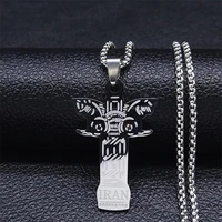stainless steel iran lion cross chain necklaces silver color big long persian empire chain necklace jewelry joyeria n2263s01