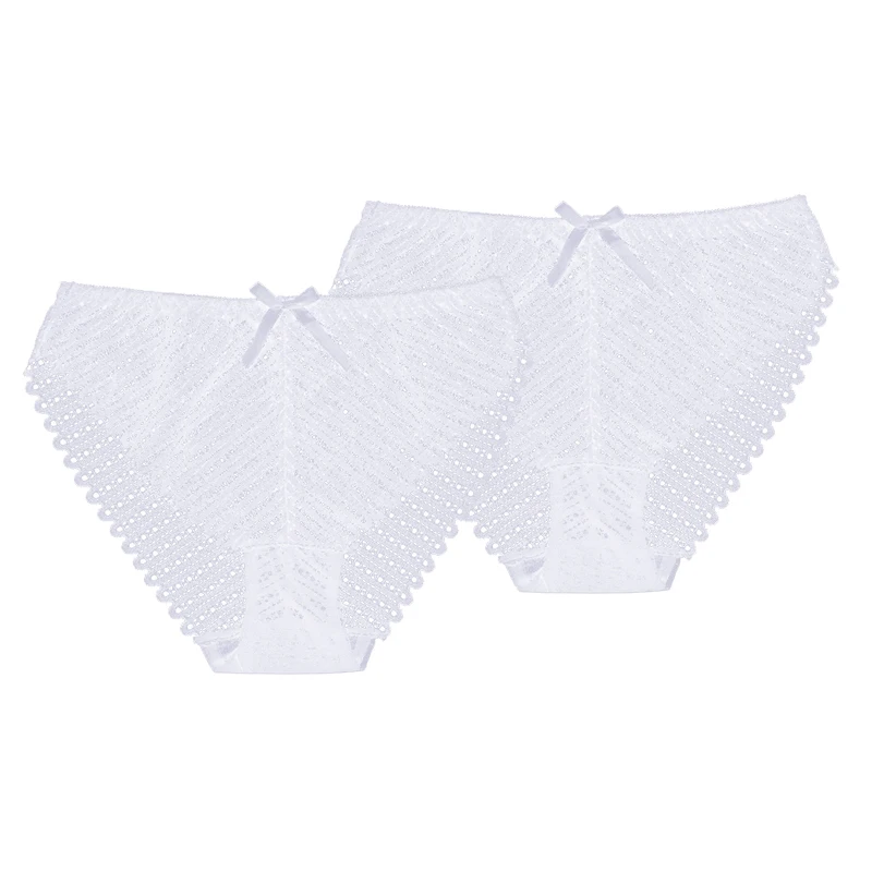 WHITE( 2PCS) Perfering 2 шт. трусики нижнее белье сексуальные кружевные трусики женские открытые удобные Дамское белье Низкая посадка интимный белый черный - Цвет: WHITE( 2PCS)