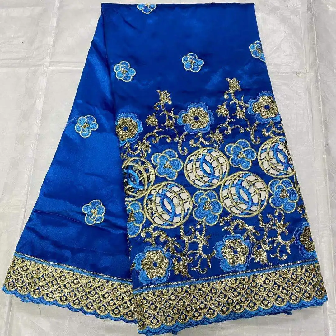 

Elegant Holes Designs Fashion Turquoise Blue Fabric India Lovely Peach Color George Sequins for Aso Ebi 2021 Yellow Lace GE-004