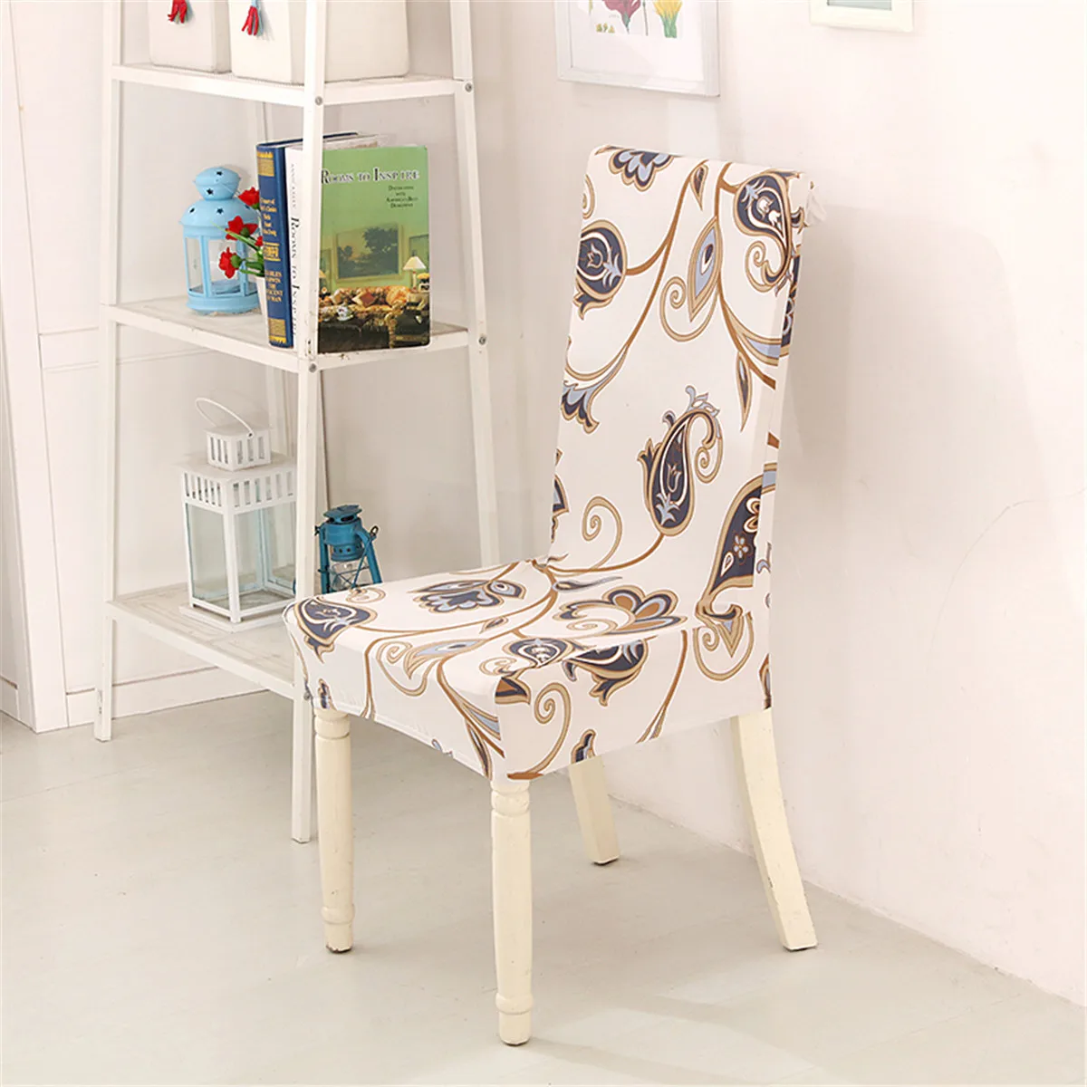 

1PCS Spandex Chair Cover Removable Washable Anti-dirty Seat Cover Printed Slipcover For Wedding Restaurant Banquet