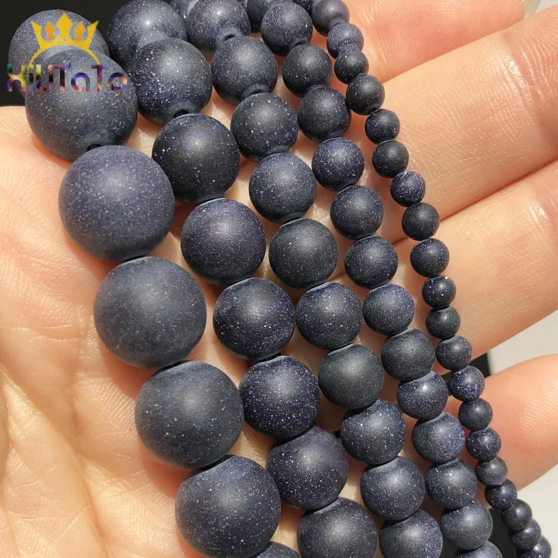 Зеркальные полированные матовые бусины из голубого песка для изготовления