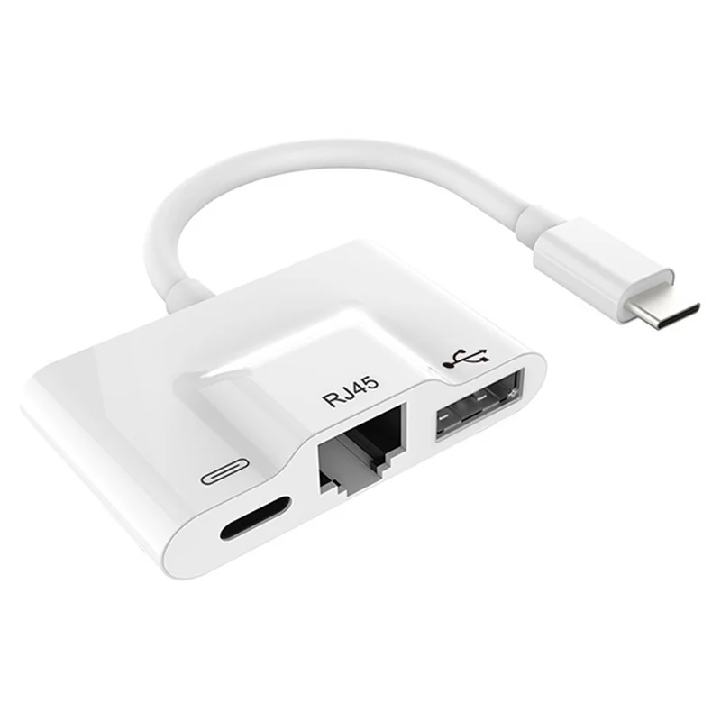 Адаптер переходник с Type C NIC для подключения к смартфону Ethernet кабель RJ45
