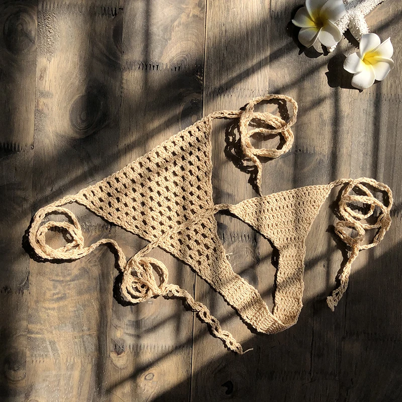 Сексуальный вязаный купальник-бикини мини бикини трусики купальный костюм микро