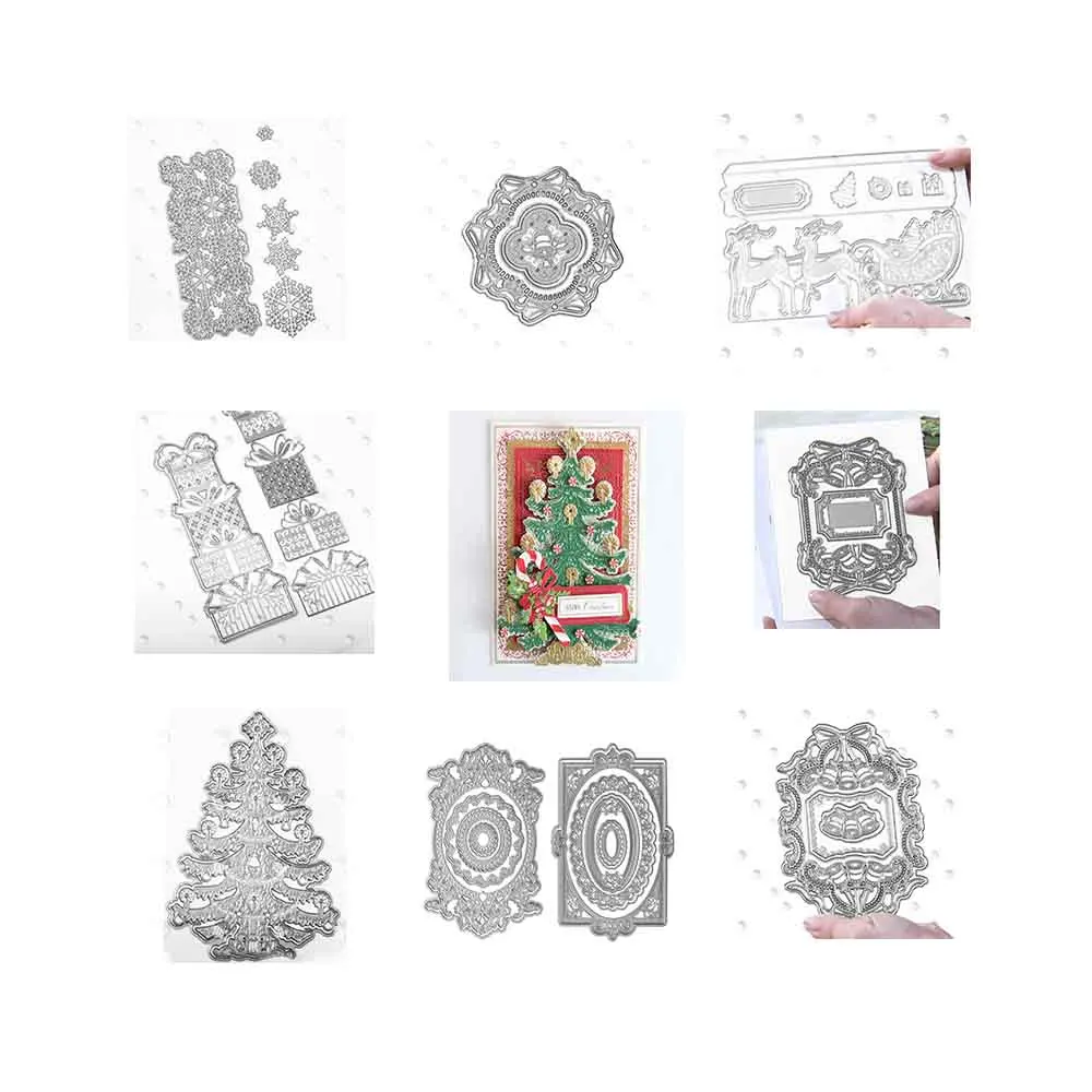 

Holiday Tree Snowflake Sleigh Arrival Metal Cutting Dies Scrapbook Diary Stencil Embossing Template Diy Greeting Card Handmade
