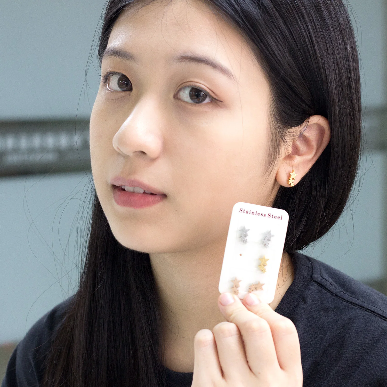 Набор серег гвоздиков из нержавеющей стали золотистого цвета|Серьги-гвоздики| |