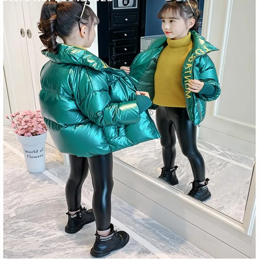 

Теплая верхняя одежда для девочек, модная повседневная спортивная пуховая куртка, однотонная стеганая куртка для подростков, плотное тепло...