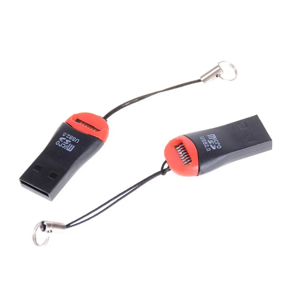 2PCS Mini Lanyard Memory Card Reader Adapters To USB 2.0 Adapter Replacement for Micro SD TF Card