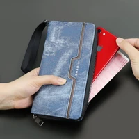 luxury designer wallet with zipper men coin purse wallets for women vintage clutch bag long wrist purse mobile phone package