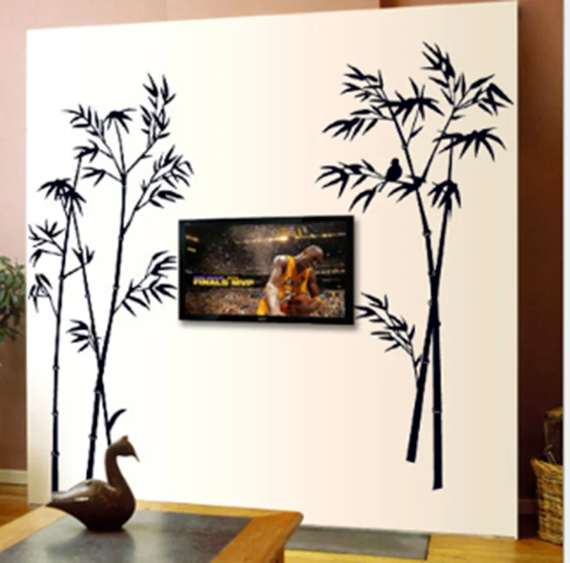 Черные настенные наклейки бамбук гостиная украшения домашнего декора наклейка
