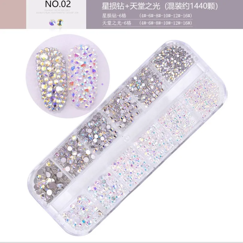 Стеклянные стразы для ногтей разных размеров 1 коробка | Красота и здоровье