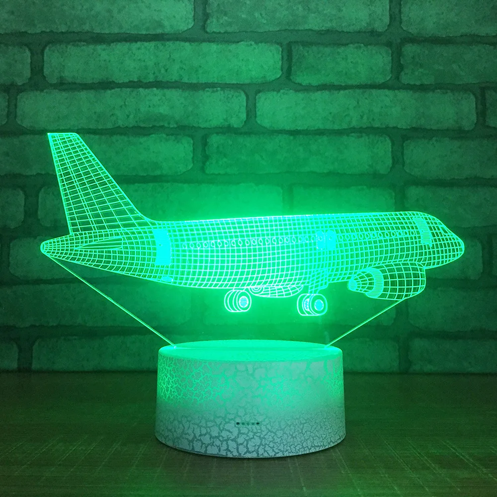 

Airplane LED RGB Night Light7 Color Change Desk Light Action Figure PVC Kids Toys Brinquedos Christmas Gift