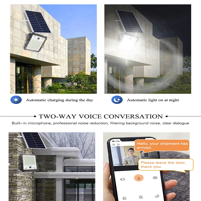 

LED solar light Tuya WiFi IP camera 1080P motion detection alarm 400W spotlight outdoor street light waterproof real-time interc
