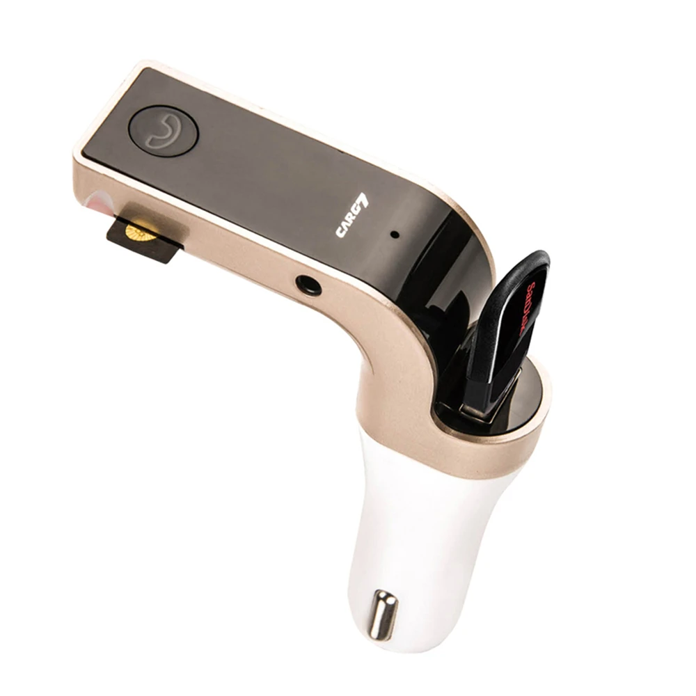 4-в-1 Hands Free Беспроводной Bluetooth FM передатчик G7+ AUX модулятор Автомобильный комплект MP3 плеер SD USB ЖК-дисплей автомобильные аксессуары 4