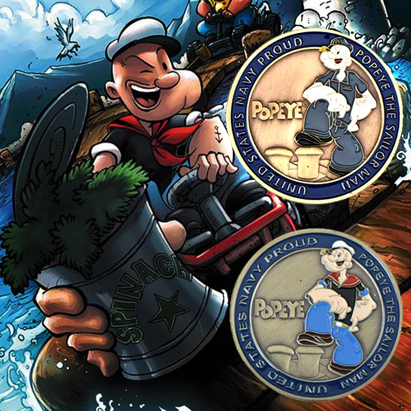 WR Popeye бронзовая позолоченная монета, Соединенные Штаты, ВМФ, металлические коллекционные монеты, памятная монета моряка