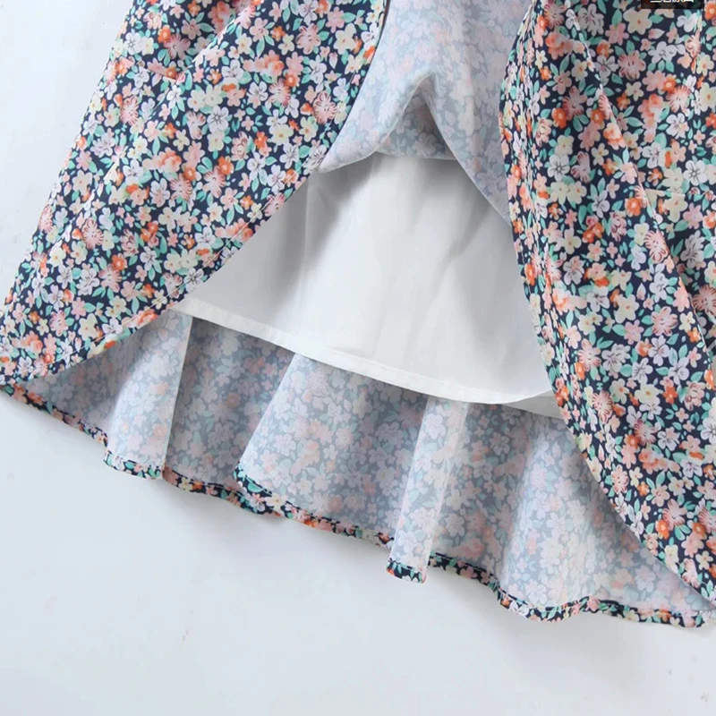 

Mini dress sexy female summer new print V-neck elastic waist slim suspender dress A-line skirt