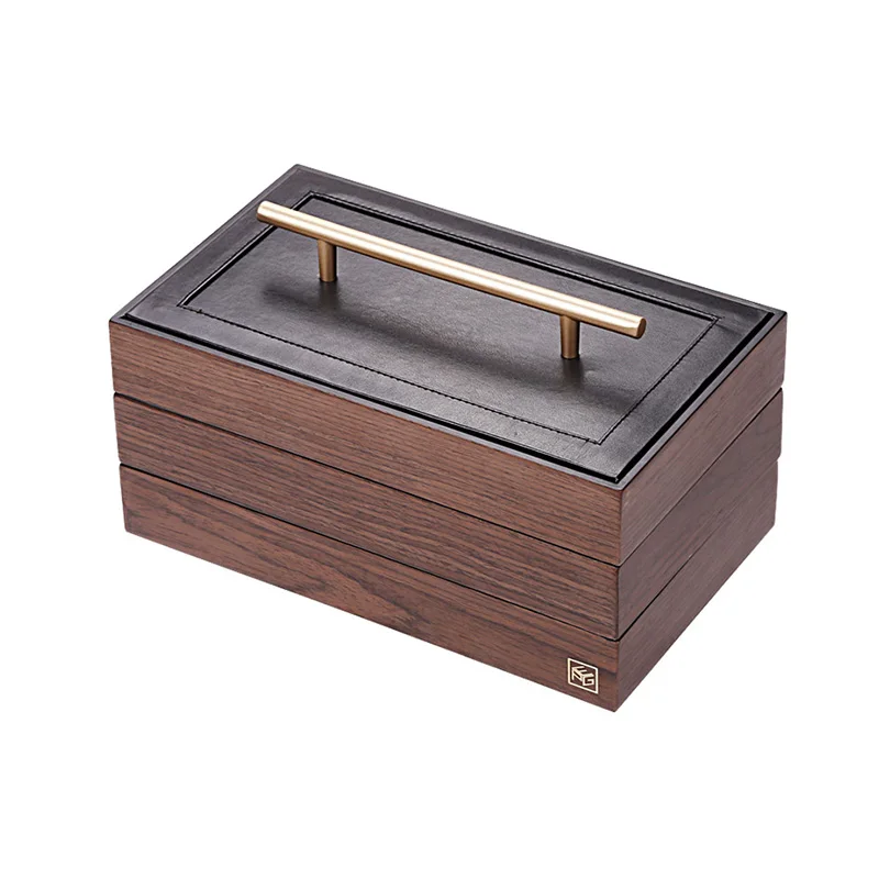 Original wood color Casegrace новая деревянная шкатулка для ювелирных изделий с ручкой, трехслойный органайзер для хранения ювелирных изделий, футляры для переноски, женские кольца, ожерелье, коробка - Цвет: Original wood color