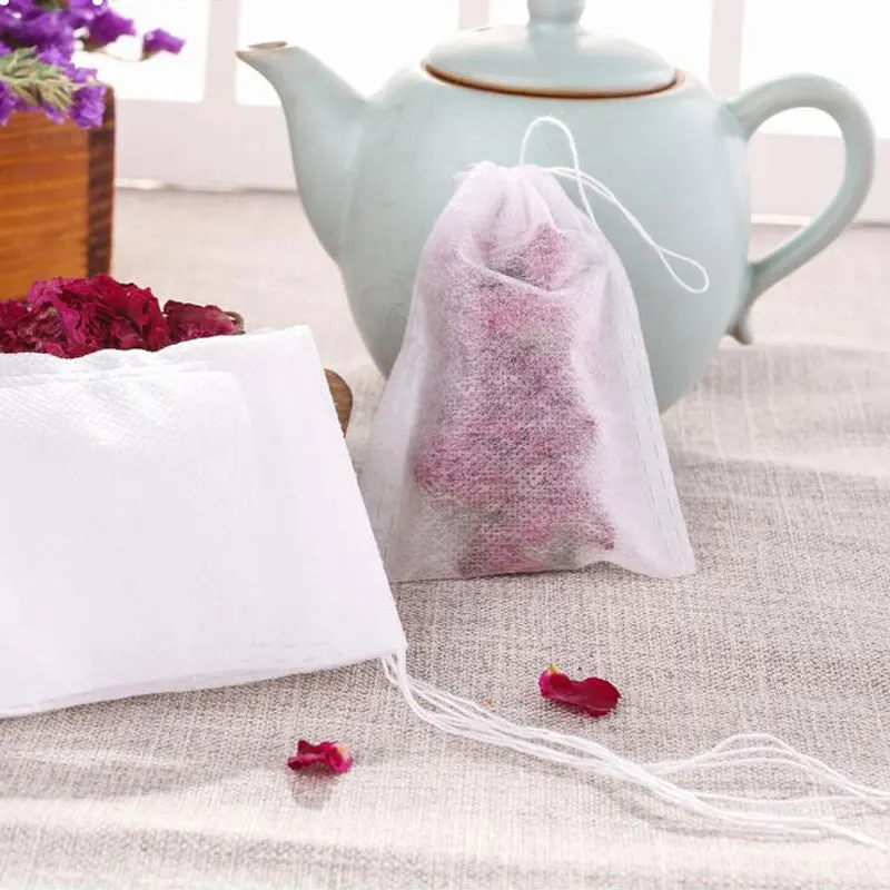 100pcs/lot Disposable Tea bags Non-woven Fabrics Infuser With String Heal Seal Filter Paper for Herb Loose Strainer 7*9cm | Дом и сад