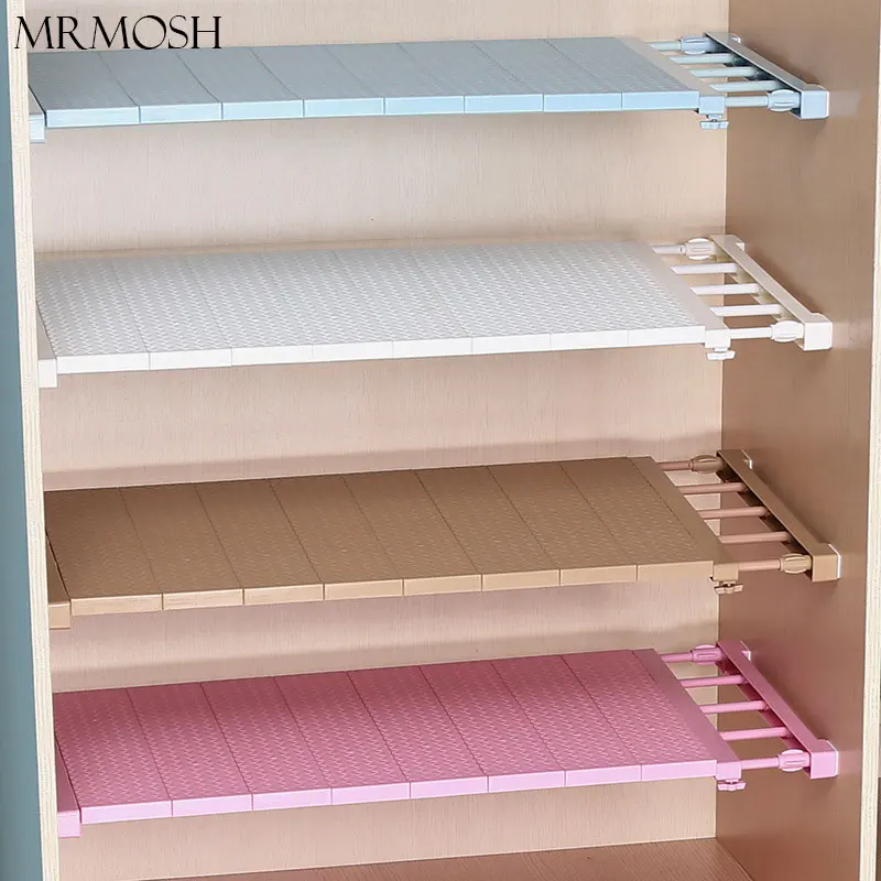 

Adjustable Closet Organizer Storage Shelf Space Saving Kitchen Rack Shelves for Bedroom Wardrobe Decorative Holders