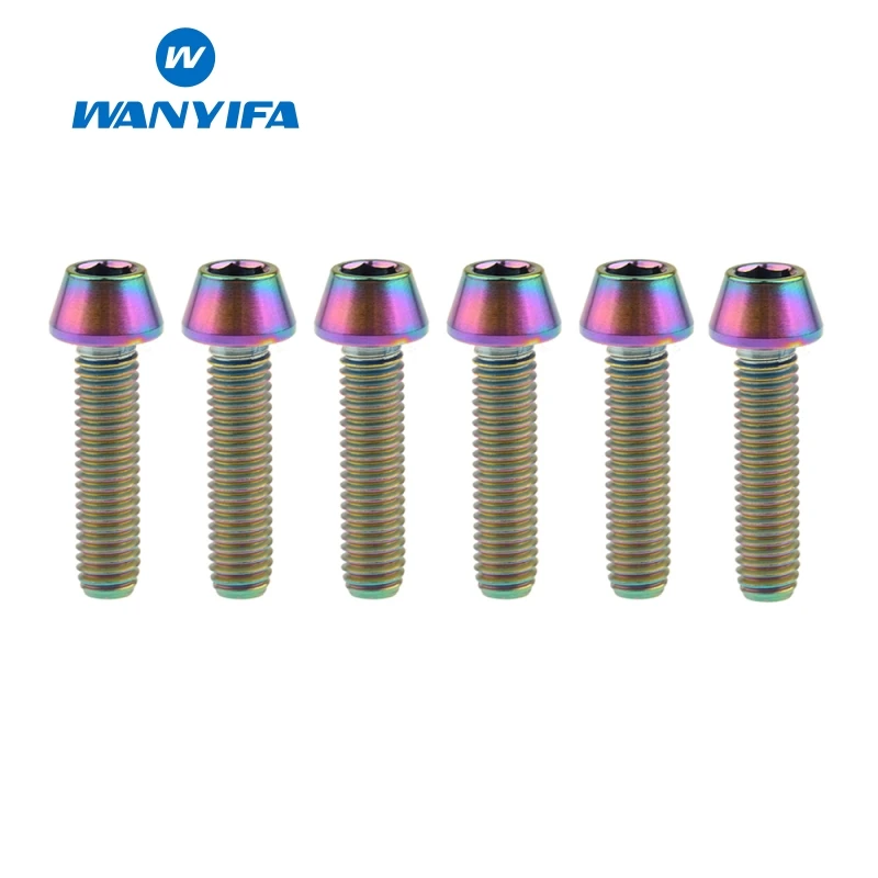M5X20 rainbow Wanyifa M5x15 16 18 20 мм Титан/Ti болты для выноса руля для конической головки MTB велосипедные винты фиксированные болты велосипедные части - Цвет: M5X20 rainbow