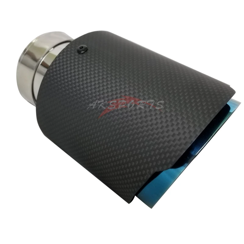 

Car Exhaust Tail Pipes Matt Carbon Muffler Tip Tail End Universal Stainless Steel Straight Flange blue With A Logo