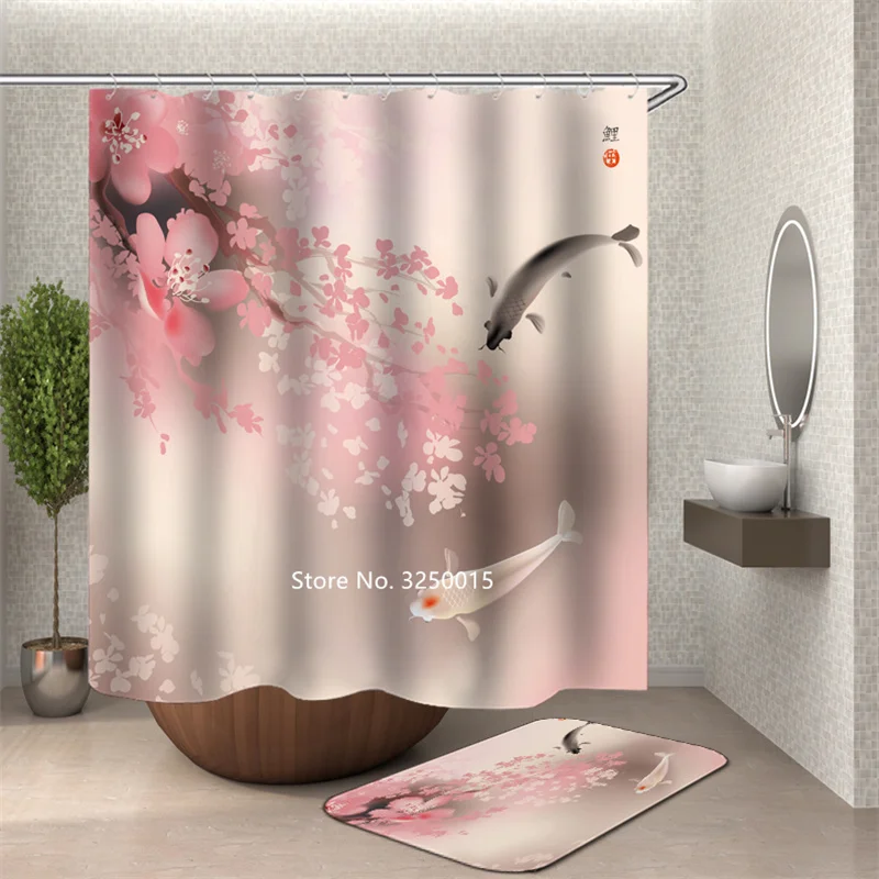 

Green Plants Beautiful Scenery Cartoon Animals Shower Curtain Bathroom Partition Waterproof and Mildew Washable with Hooks