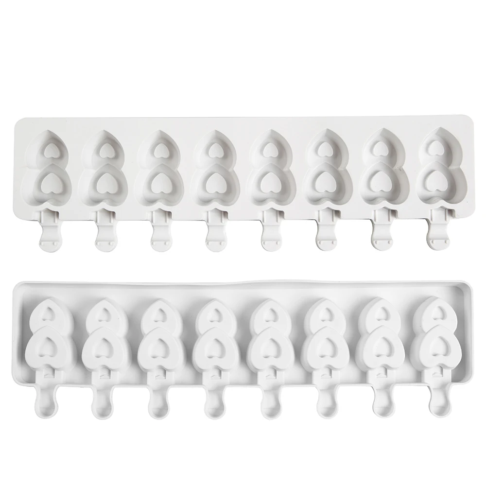 

Silicone Ice Cream Mold DIY Homemade Popsicle Moulds Freezer 8 Cell 2 Heart Ice Cube Tray Popsicle Barrel Makers Baking Tools