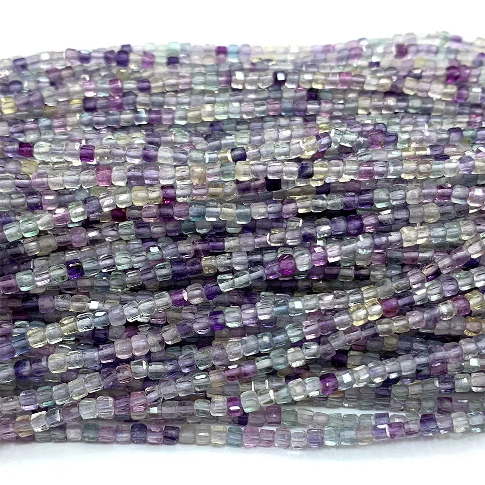 

Veemake Fluorite Natural Stones Gemstones DIY Necklace Bracelets Earrings Edge Cube Faceted Beads For Jewelry Making 06907