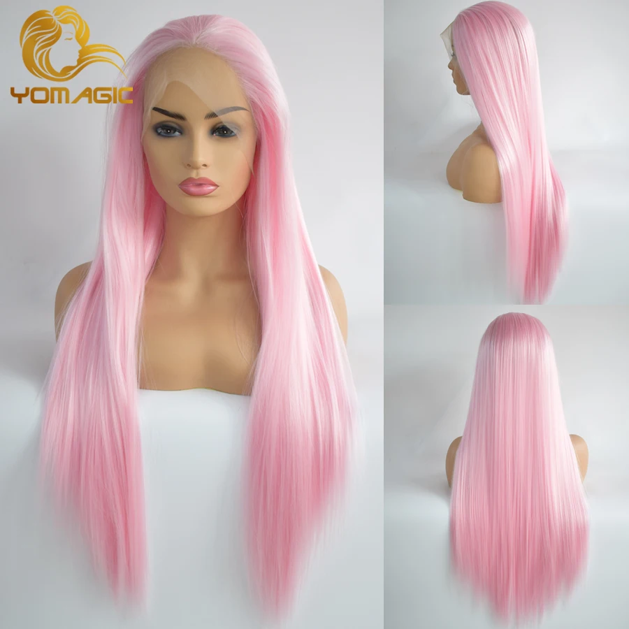 Волосы Yomagic ярко розового цвета синтетические волосы парики на шнурке с