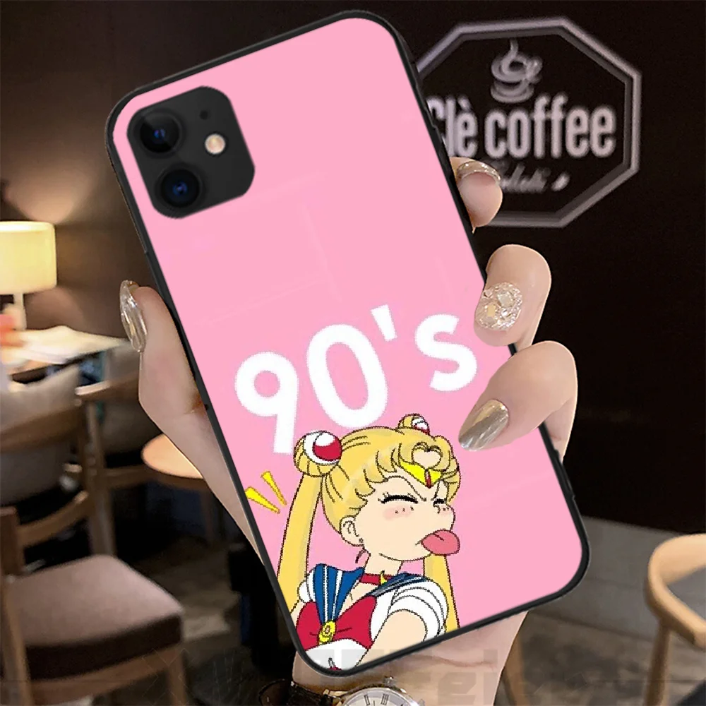 Чехол для телефона 90's Sailor Moon мягкий черный чехол iPhone 5C 6 6S 7 8 plus X XS XR MAX 11 pro Pro