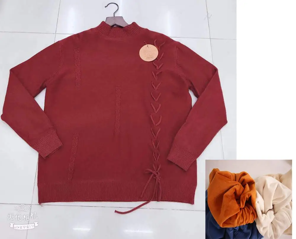 Thickened dark red Зима плюс толстый бархат 4XL размер вязаный свитер бархатная Подкладка Теплый джемпер свитер свободный женский свитер - Цвет: Thickened dark red